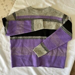 Striped Purple and Gray Women's Sweater